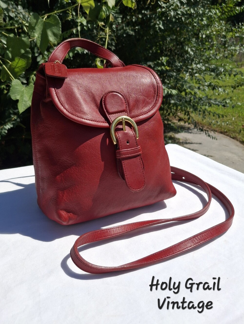 Vintage 1995 Coach Red Glove-Tanned Leather Bantam Convertible Backpack #4152